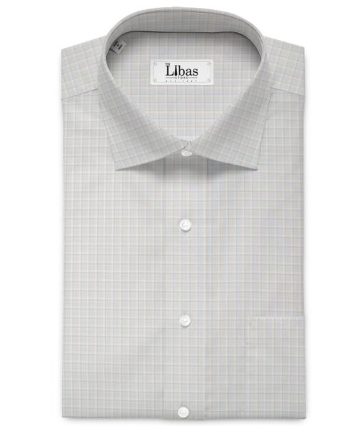 J.Hampstead  Giza Cotton Checks Shirting Fabric (White & Grey)
