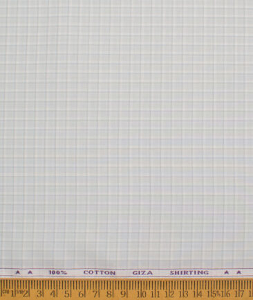 J.Hampstead  Giza Cotton Checks Shirting Fabric (White & Grey)
