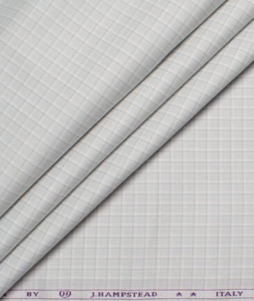 J.Hampstead  Giza Cotton Checks Shirting Fabric (White & Grey)