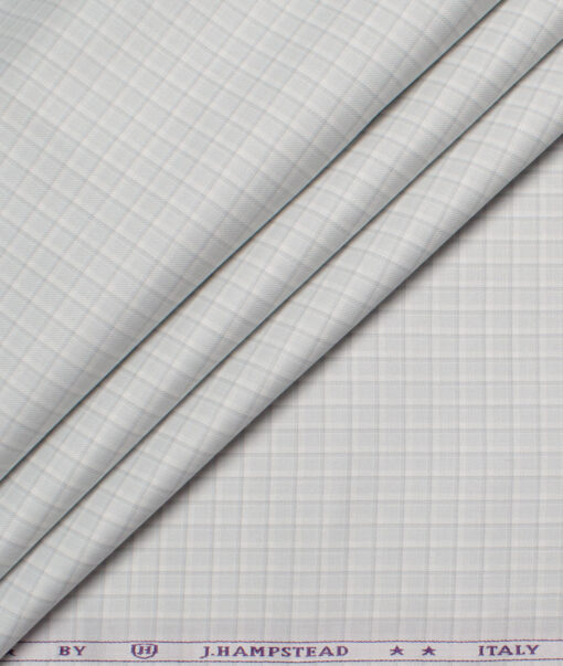 J.Hampstead  Giza Cotton Checks Shirting Fabric (White & Grey)