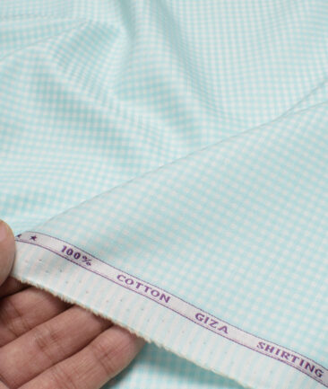 J.Hampstead  Giza Cotton Checks Shirting Fabric (Mint Green)