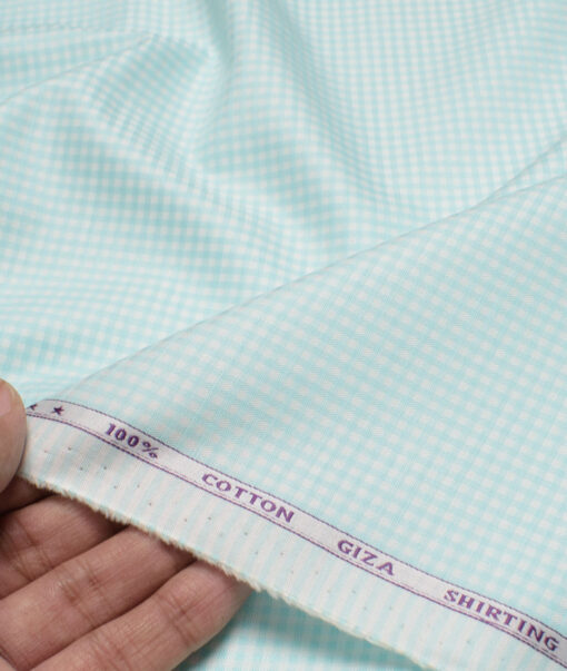 J.Hampstead  Giza Cotton Checks Shirting Fabric (Mint Green)