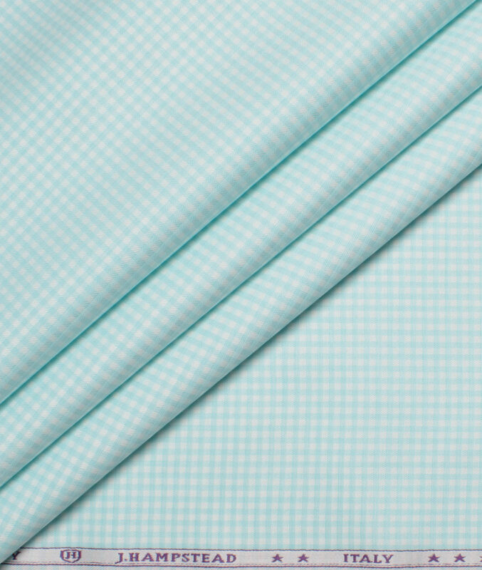 J.Hampstead  Giza Cotton Checks Shirting Fabric (Mint Green)