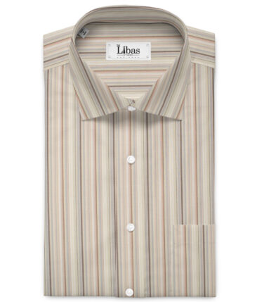 J.Hampstead  Giza Cotton Striped Shirting Fabric (Beige)