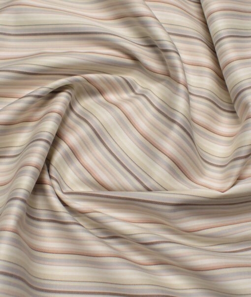 J.Hampstead  Giza Cotton Striped Shirting Fabric (Beige)