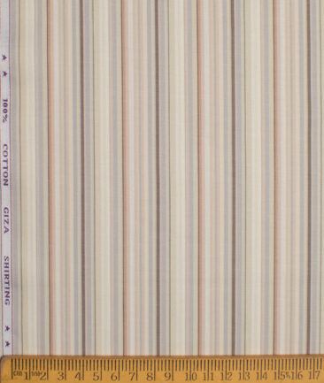 J.Hampstead  Giza Cotton Striped Shirting Fabric (Beige)