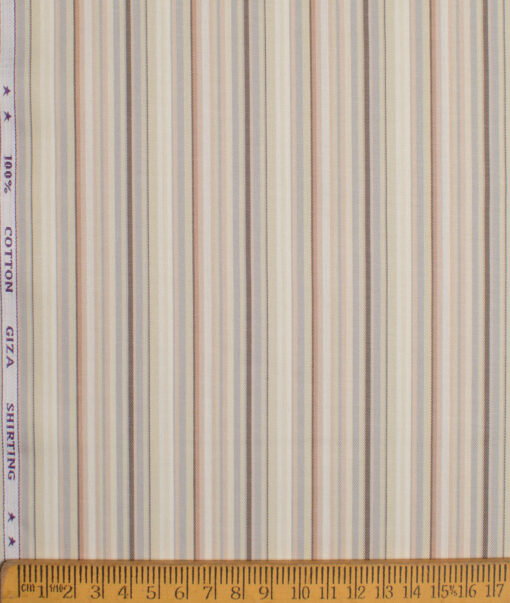 J.Hampstead  Giza Cotton Striped Shirting Fabric (Beige)