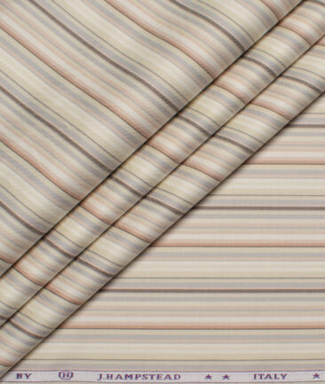 J.Hampstead  Giza Cotton Striped Shirting Fabric (Beige)