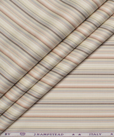 J.Hampstead  Giza Cotton Striped Shirting Fabric (Beige)