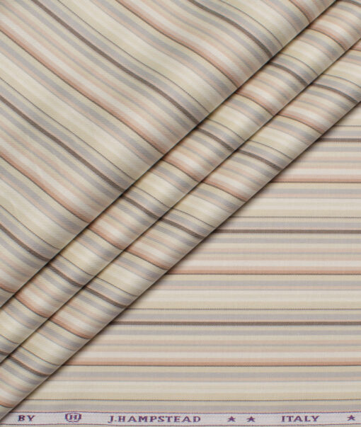 J.Hampstead  Giza Cotton Striped Shirting Fabric (Beige)