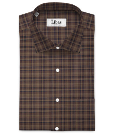 J.Hampstead  Giza Cotton Checks Shirting Fabric (Brown)