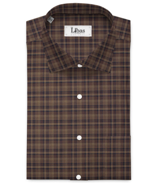 J.Hampstead  Giza Cotton Checks Shirting Fabric (Brown)