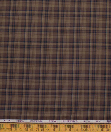 J.Hampstead  Giza Cotton Checks Shirting Fabric (Brown)