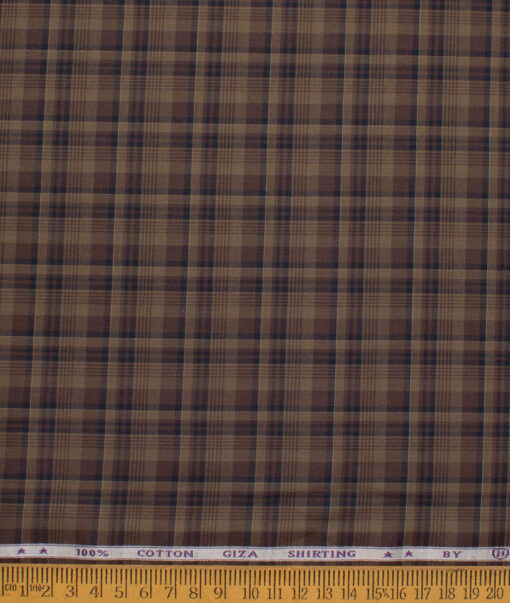 J.Hampstead  Giza Cotton Checks Shirting Fabric (Brown)