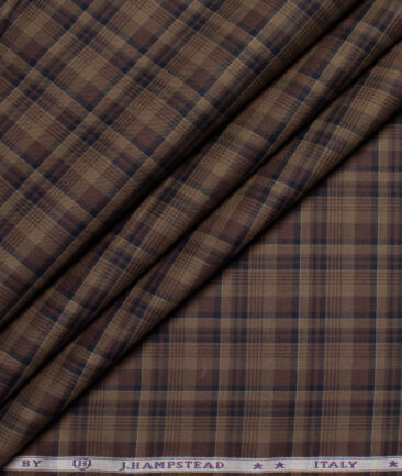 J.Hampstead  Giza Cotton Checks Shirting Fabric (Brown)