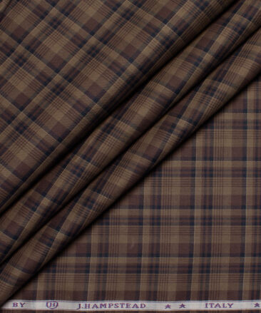 J.Hampstead  Giza Cotton Checks Shirting Fabric (Brown)