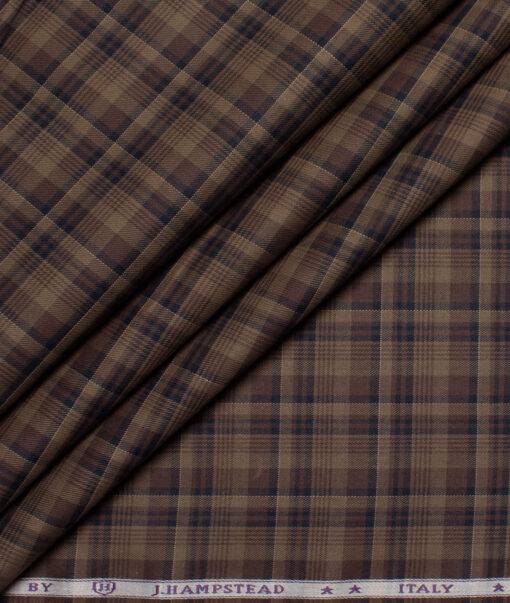 J.Hampstead  Giza Cotton Checks Shirting Fabric (Brown)