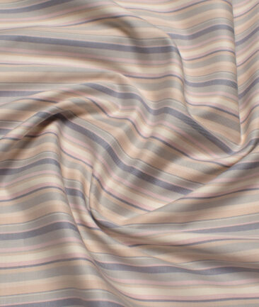 J.Hampstead  Giza Cotton Striped Shirting Fabric (Cream & Grey)