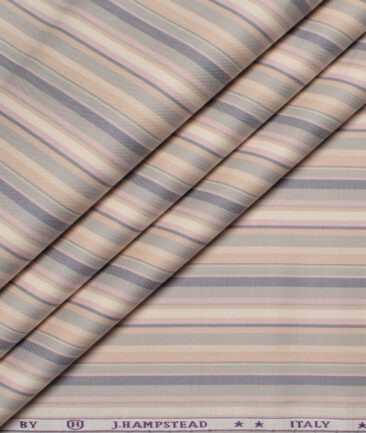 J.Hampstead  Giza Cotton Striped Shirting Fabric (Cream & Grey)
