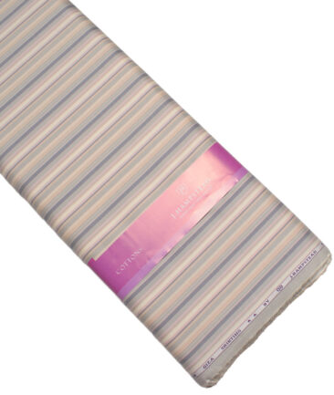 J.Hampstead  Giza Cotton Striped Shirting Fabric (Cream & Grey)