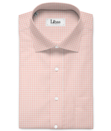 J.Hampstead  Giza Cotton Checks Shirting Fabric (Peach)
