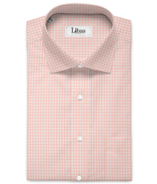 J.Hampstead  Giza Cotton Checks Shirting Fabric (Peach)