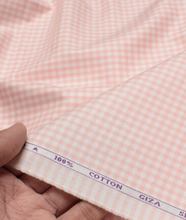 J.Hampstead  Giza Cotton Checks Shirting Fabric (Peach)