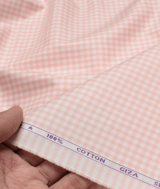 J.Hampstead  Giza Cotton Checks Shirting Fabric (Peach)