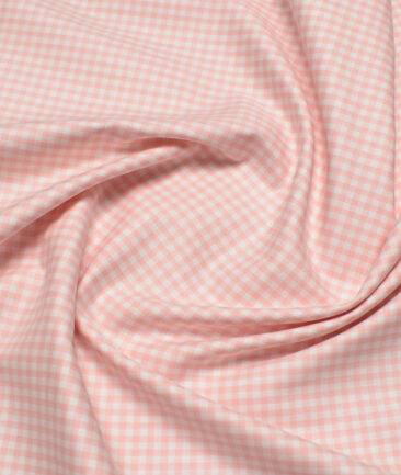 J.Hampstead  Giza Cotton Checks Shirting Fabric (Peach)