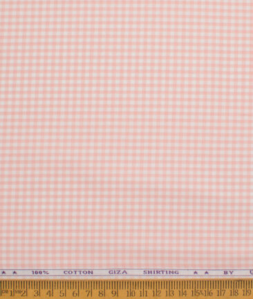 J.Hampstead  Giza Cotton Checks Shirting Fabric (Peach)