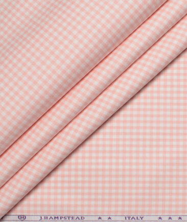 J.Hampstead  Giza Cotton Checks Shirting Fabric (Peach)