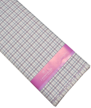 J.Hampstead  Giza Cotton Checks Shirting Fabric (White & Purple)