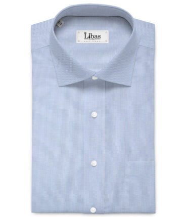J.Hampstead  Giza Cotton Checks Shirting Fabric (Sky Blue)