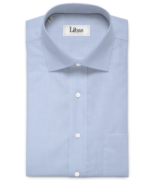 J.Hampstead  Giza Cotton Checks Shirting Fabric (Sky Blue)