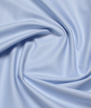 J.Hampstead  Giza Cotton Checks Shirting Fabric (Sky Blue)