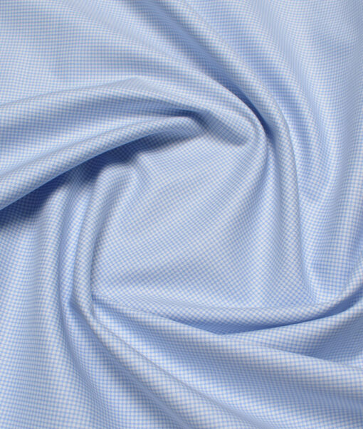 J.Hampstead  Giza Cotton Checks Shirting Fabric (Sky Blue)