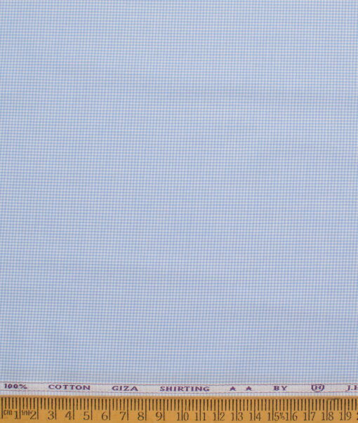 J.Hampstead  Giza Cotton Checks Shirting Fabric (Sky Blue)