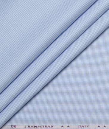 J.Hampstead  Giza Cotton Checks Shirting Fabric (Sky Blue)
