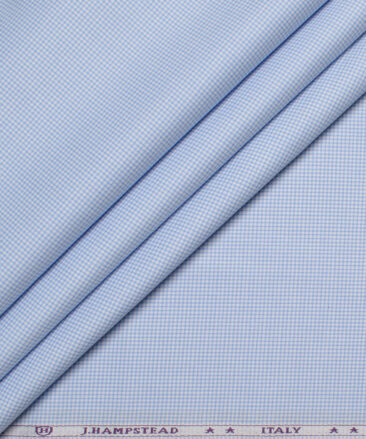 J.Hampstead  Giza Cotton Checks Shirting Fabric (Sky Blue)