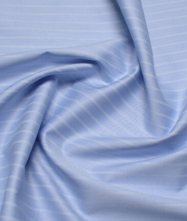 J.Hampstead  Giza Cotton Striped Shirting Fabric (Sky Blue)