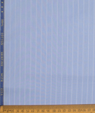 J.Hampstead  Giza Cotton Striped Shirting Fabric (Sky Blue)