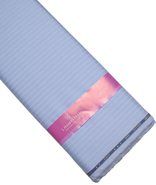 J.Hampstead  Giza Cotton Striped Shirting Fabric (Sky Blue)