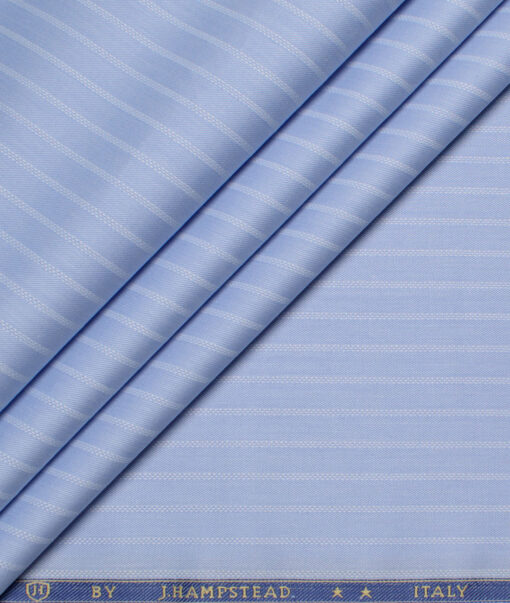 J.Hampstead  Giza Cotton Striped Shirting Fabric (Sky Blue)