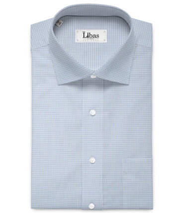 J.Hampstead  Giza Cotton Structured Shirting Fabric (White & Sky Blue)