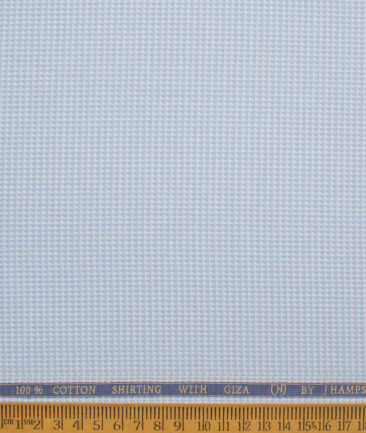 J.Hampstead  Giza Cotton Structured Shirting Fabric (White & Sky Blue)