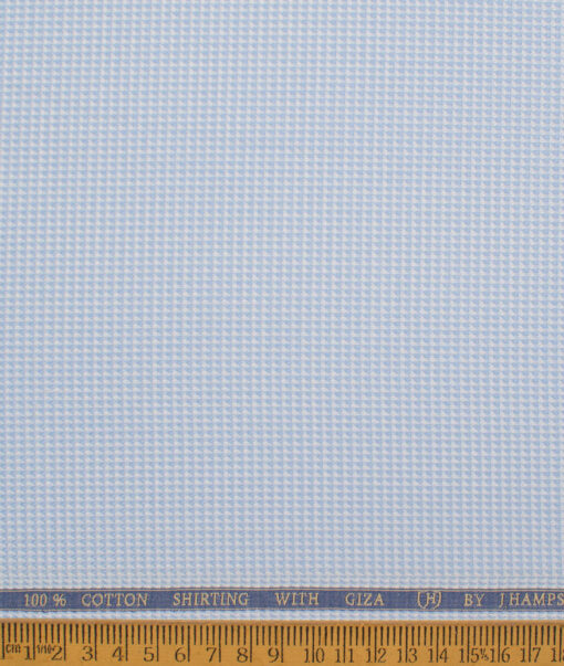 J.Hampstead  Giza Cotton Structured Shirting Fabric (White & Sky Blue)
