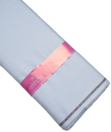 J.Hampstead  Giza Cotton Structured Shirting Fabric (White & Sky Blue)