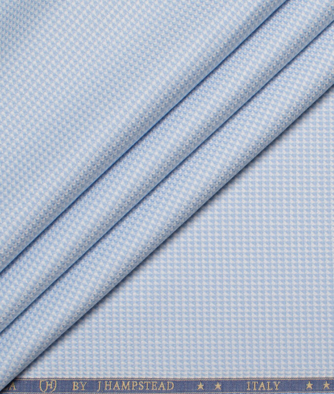 J.Hampstead  Giza Cotton Structured Shirting Fabric (White & Sky Blue)