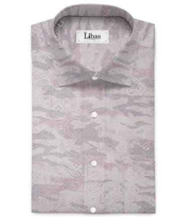 J.Hampstead  Giza Cotton Self Design Shirt or Kurta Fabric (Silver & Purple)