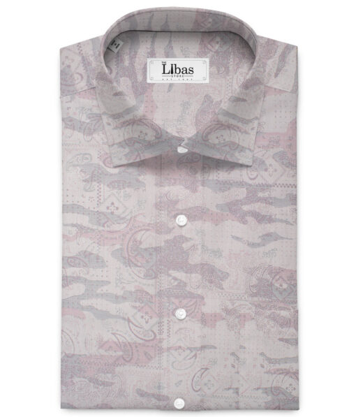 J.Hampstead  Giza Cotton Self Design Shirt or Kurta Fabric (Silver & Purple)
